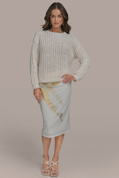 OPEN STITCH DOLMAN SWEATER - CREAM