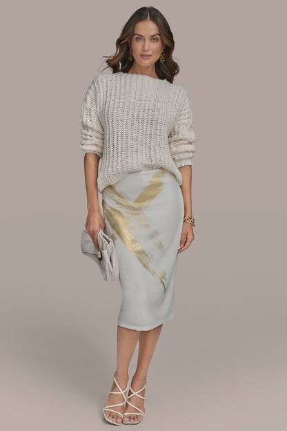 OPEN STITCH DOLMAN SWEATER - CREAM