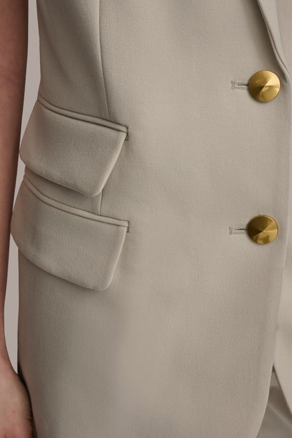 BUTTON VEST WITH POCKET DETAIL - TUSCAN GREY