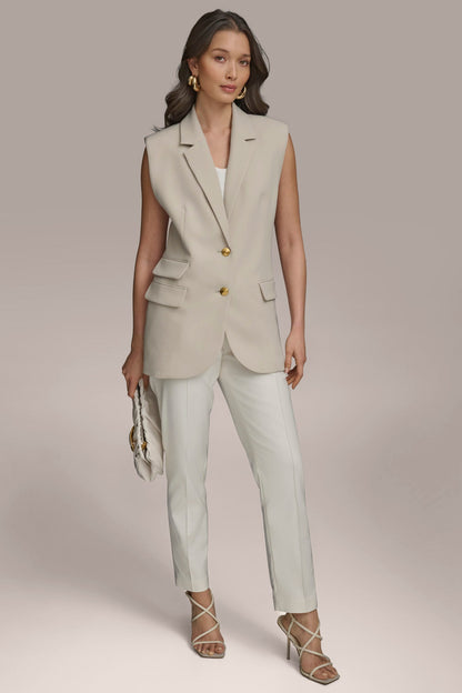 BUTTON VEST WITH POCKET DETAIL - TUSCAN GREY