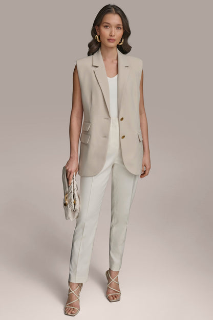 BUTTON VEST WITH POCKET DETAIL - TUSCAN GREY