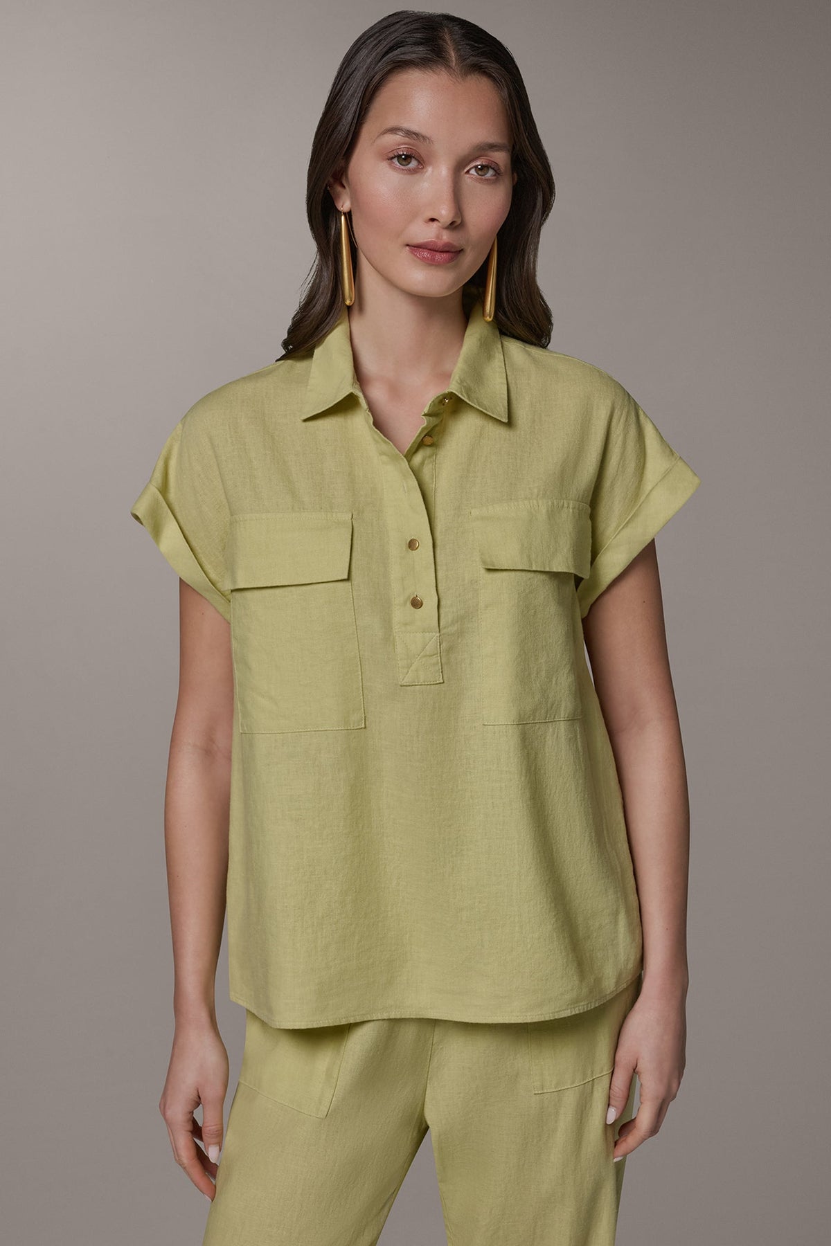 CAP SLEEVE CAMP SHIRT - Citrus