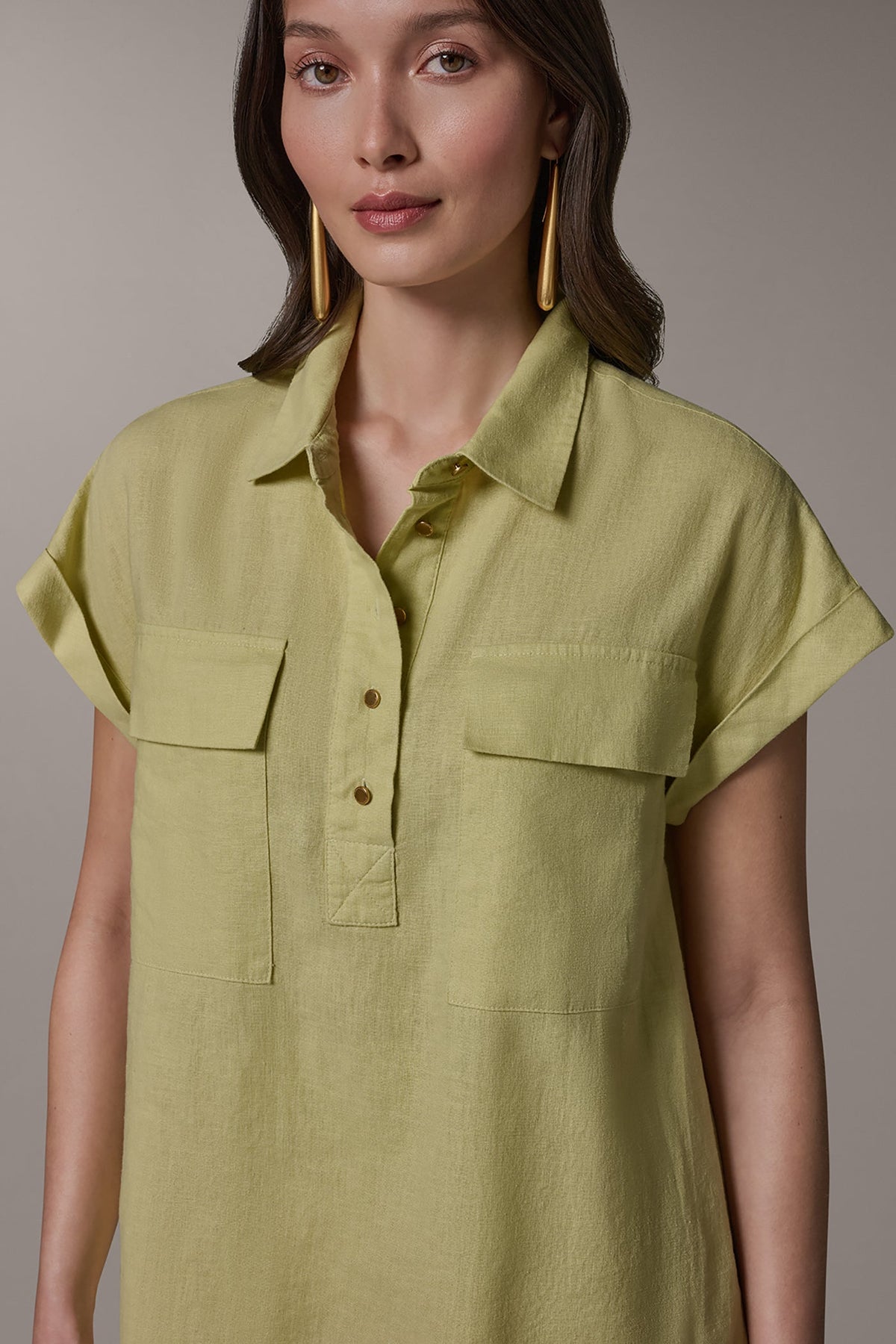 CAP SLEEVE CAMP SHIRT - Citrus