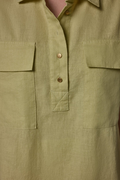 CAP SLEEVE CAMP SHIRT - Citrus