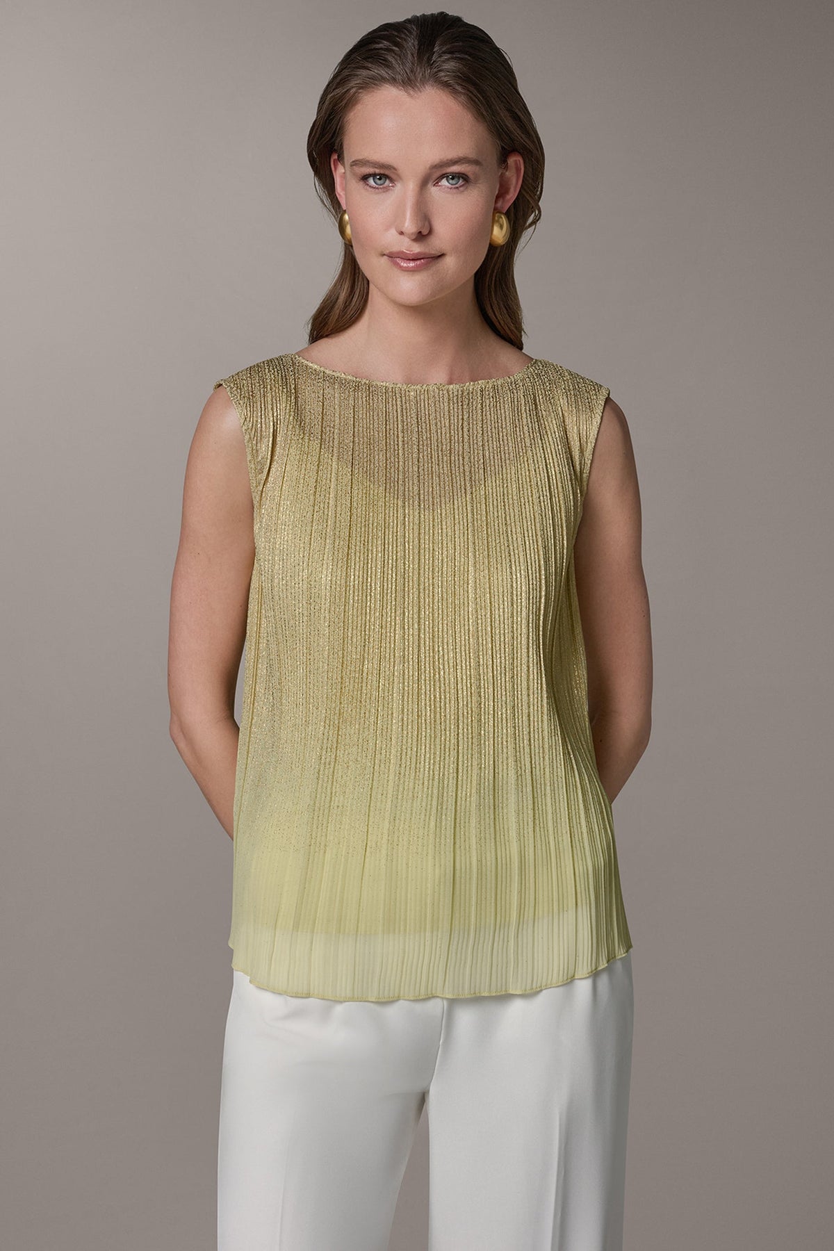 SLEEVELESS METALLIC BLOUSE - Citrus/Gold