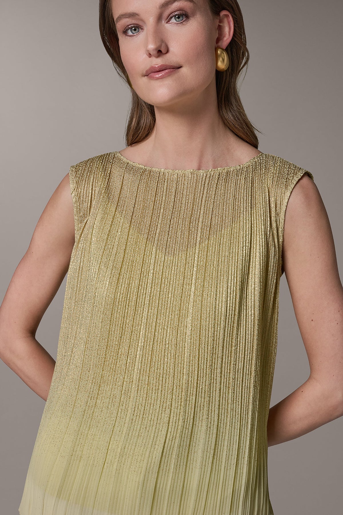 SLEEVELESS METALLIC BLOUSE - Citrus/Gold