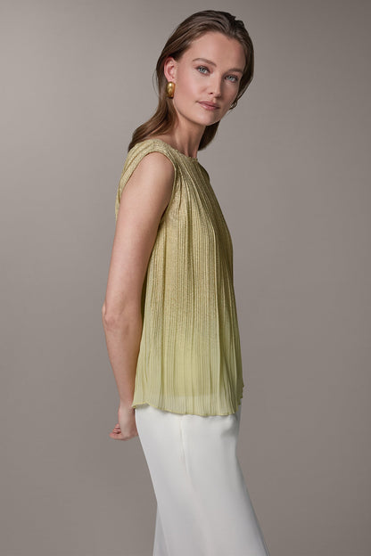 SLEEVELESS METALLIC BLOUSE - Citrus/Gold