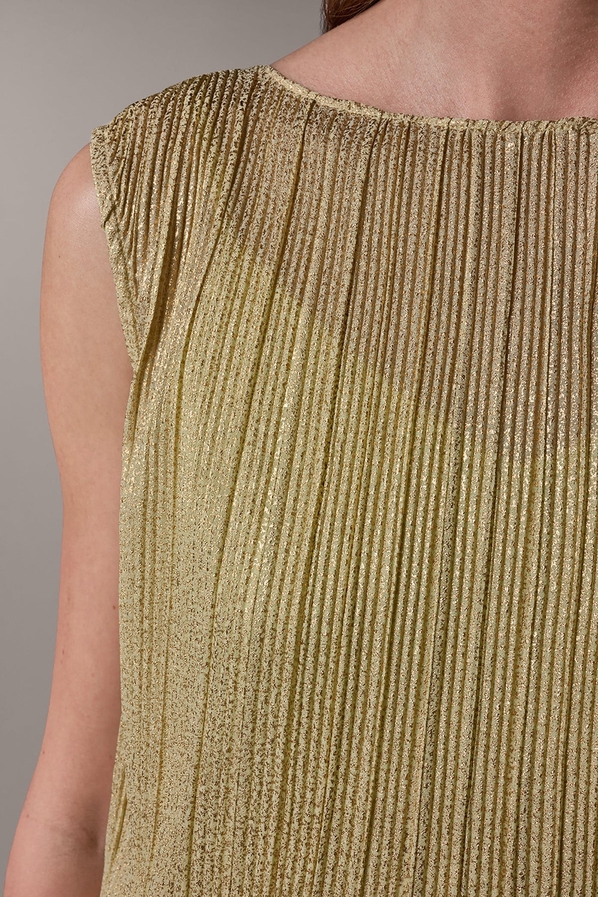 SLEEVELESS METALLIC BLOUSE - Citrus/Gold