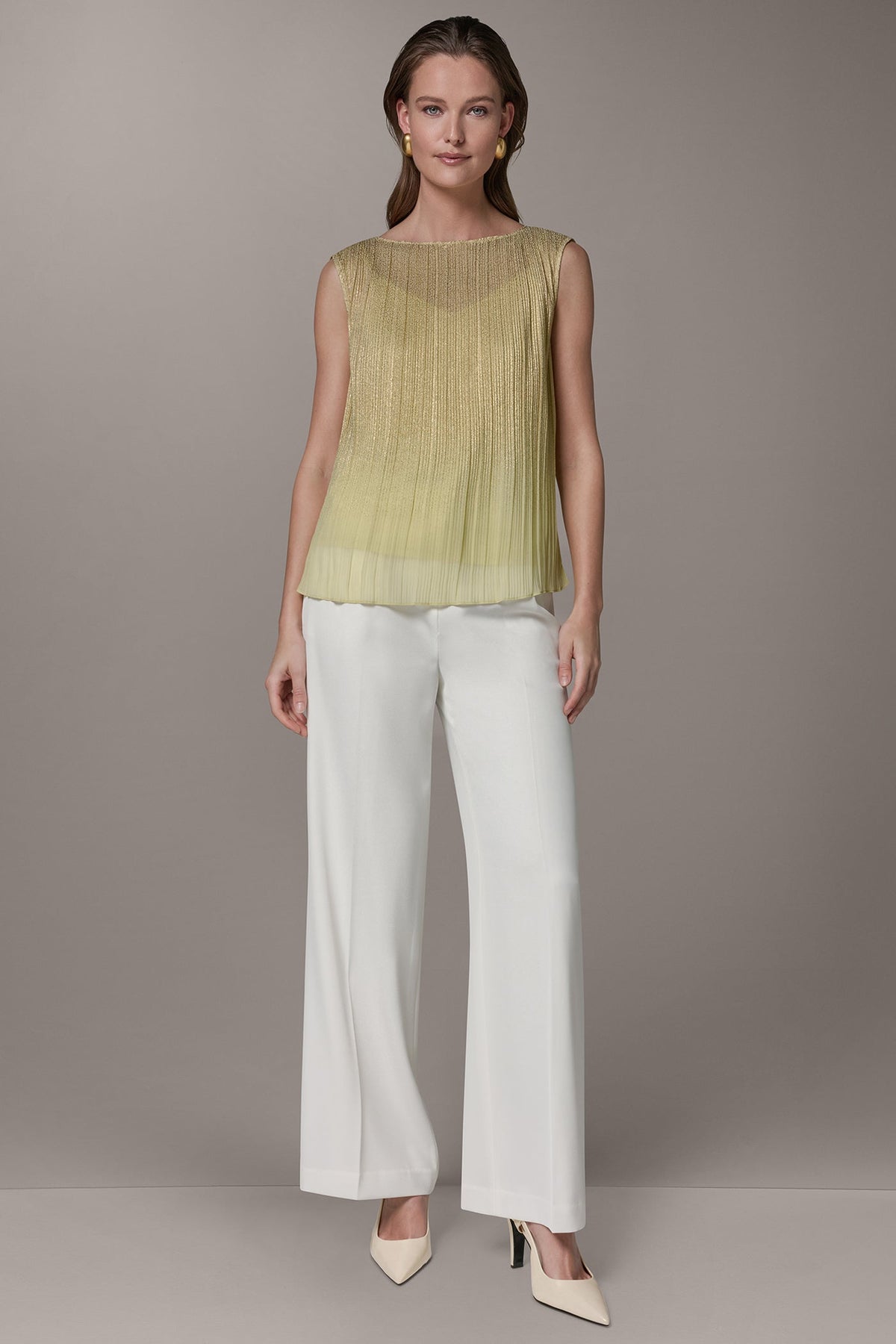 SLEEVELESS METALLIC BLOUSE - Citrus/Gold