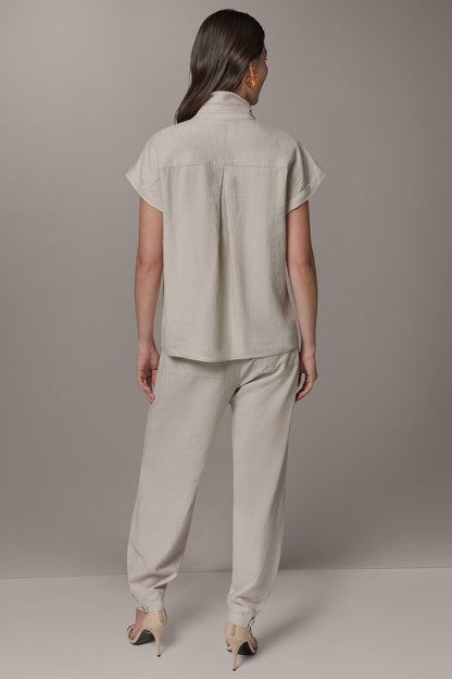 CAP SLEEVE CAMP SHIRT - Natural