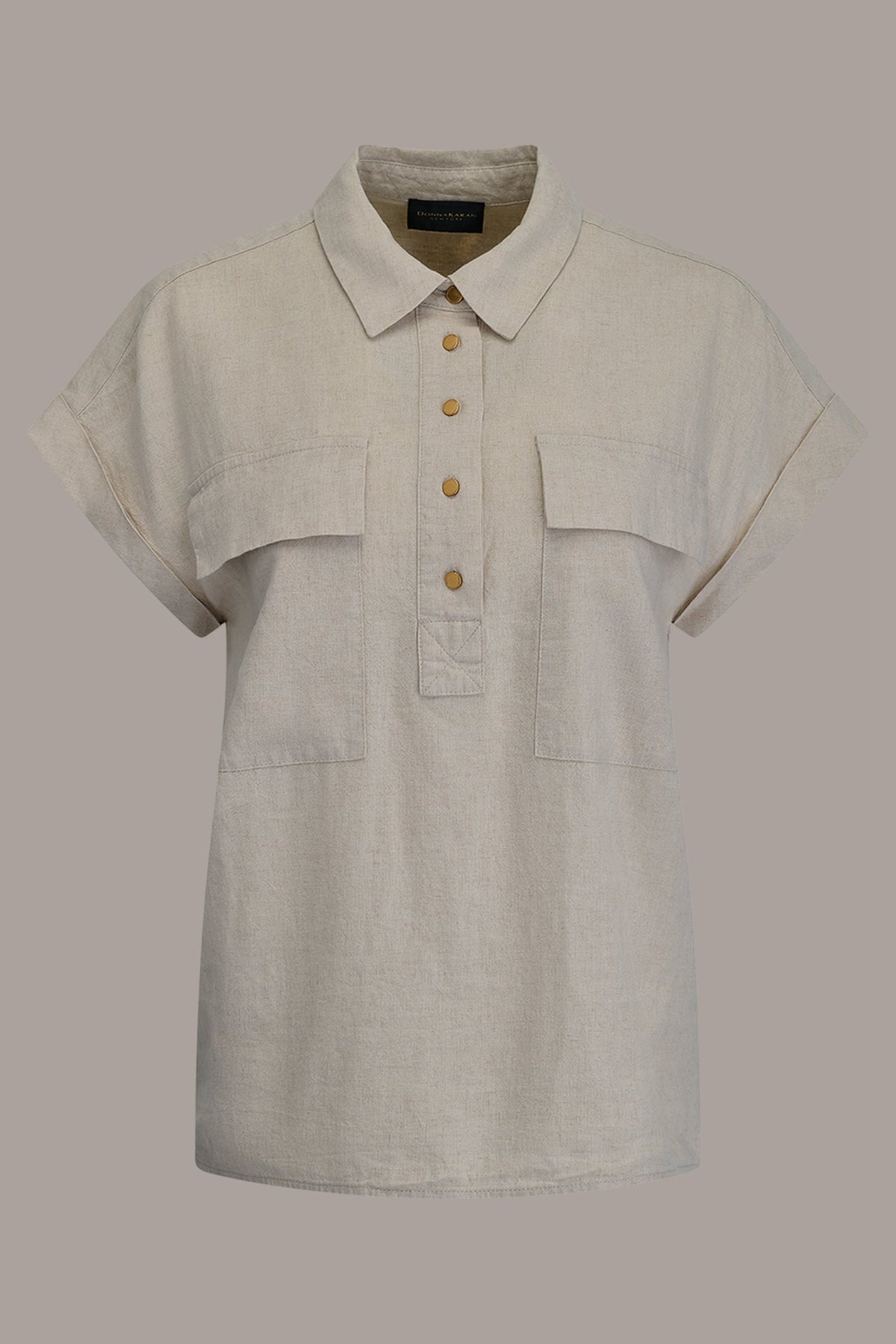 CAP SLEEVE CAMP SHIRT - Natural