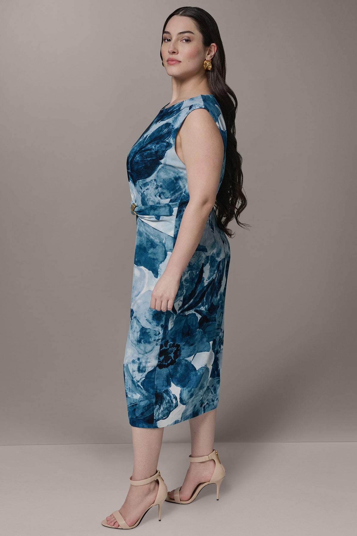 SLEEVELESS TWIST WAIST MIDI SHEATH - Nightfall Multi