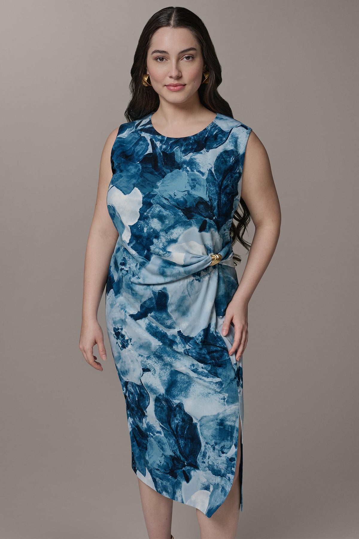 SLEEVELESS TWIST WAIST MIDI SHEATH - Nightfall Multi