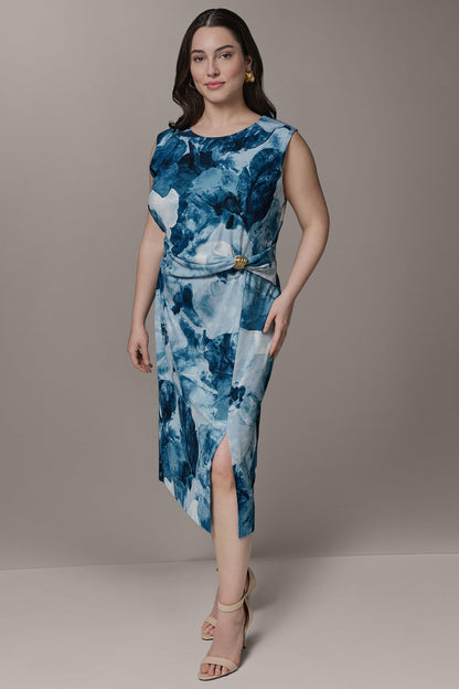 SLEEVELESS TWIST WAIST MIDI SHEATH - Nightfall Multi