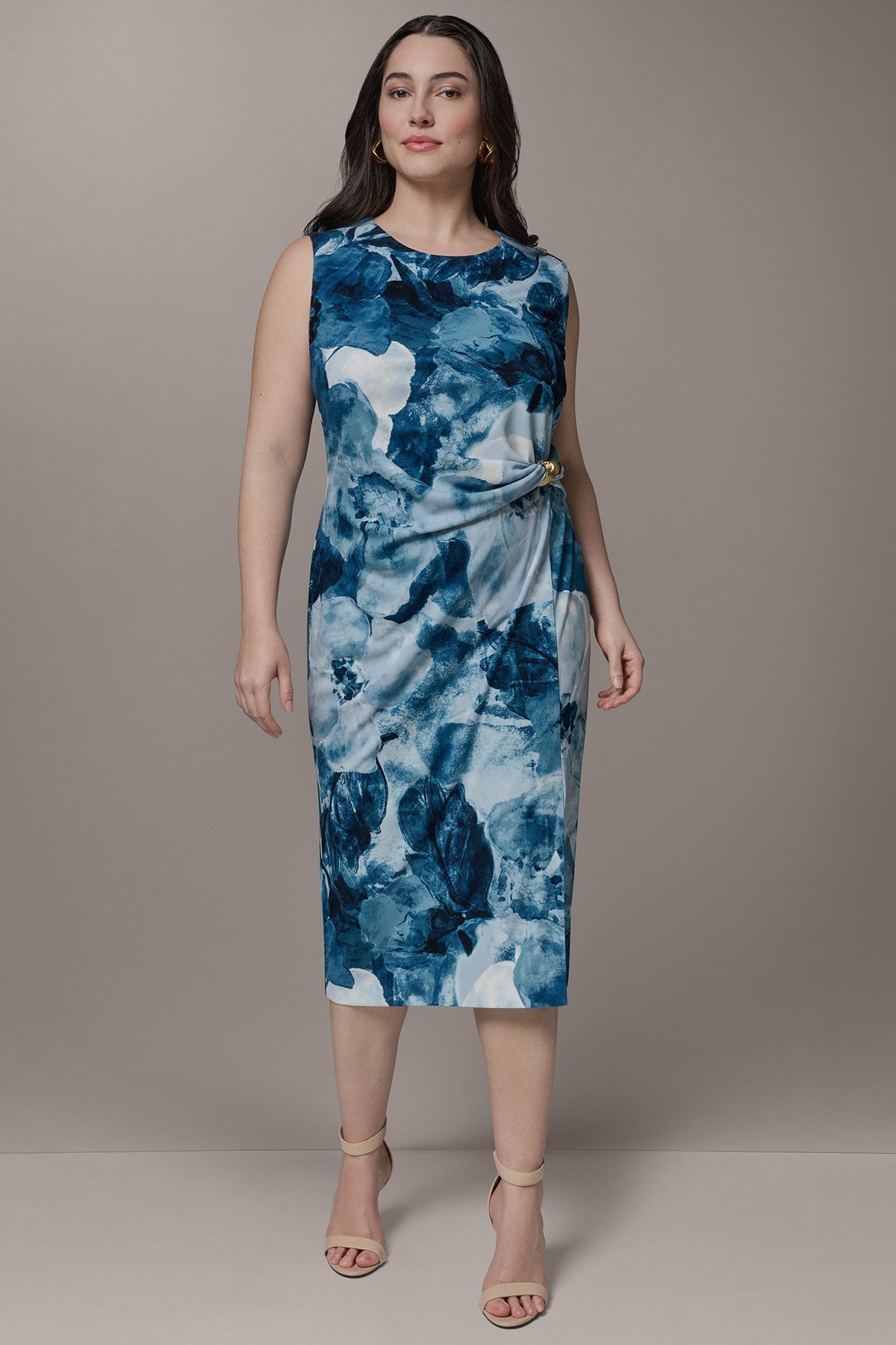 SLEEVELESS TWIST WAIST MIDI SHEATH - Nightfall Multi
