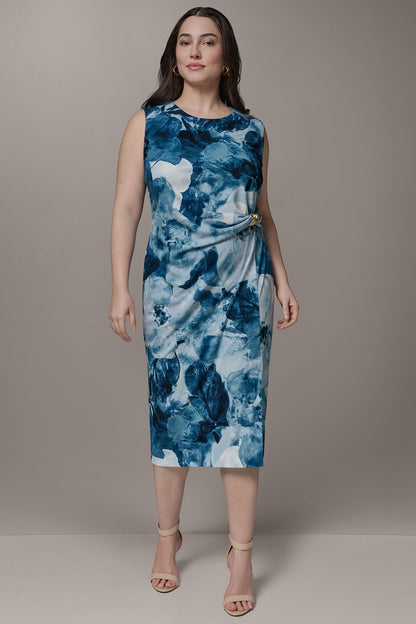 SLEEVELESS TWIST WAIST MIDI SHEATH - Nightfall Multi