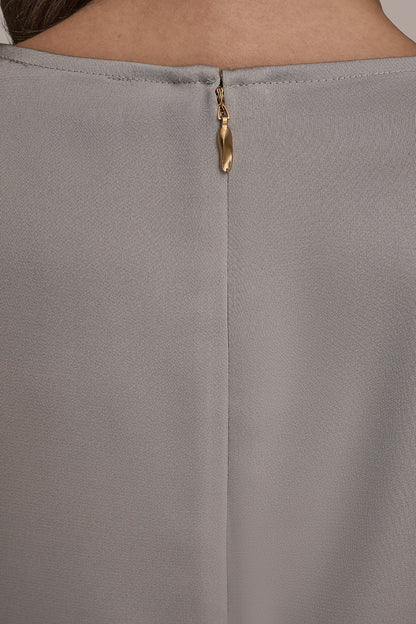LONG SLEEVE DRAPE BLOUSE - VAPOR