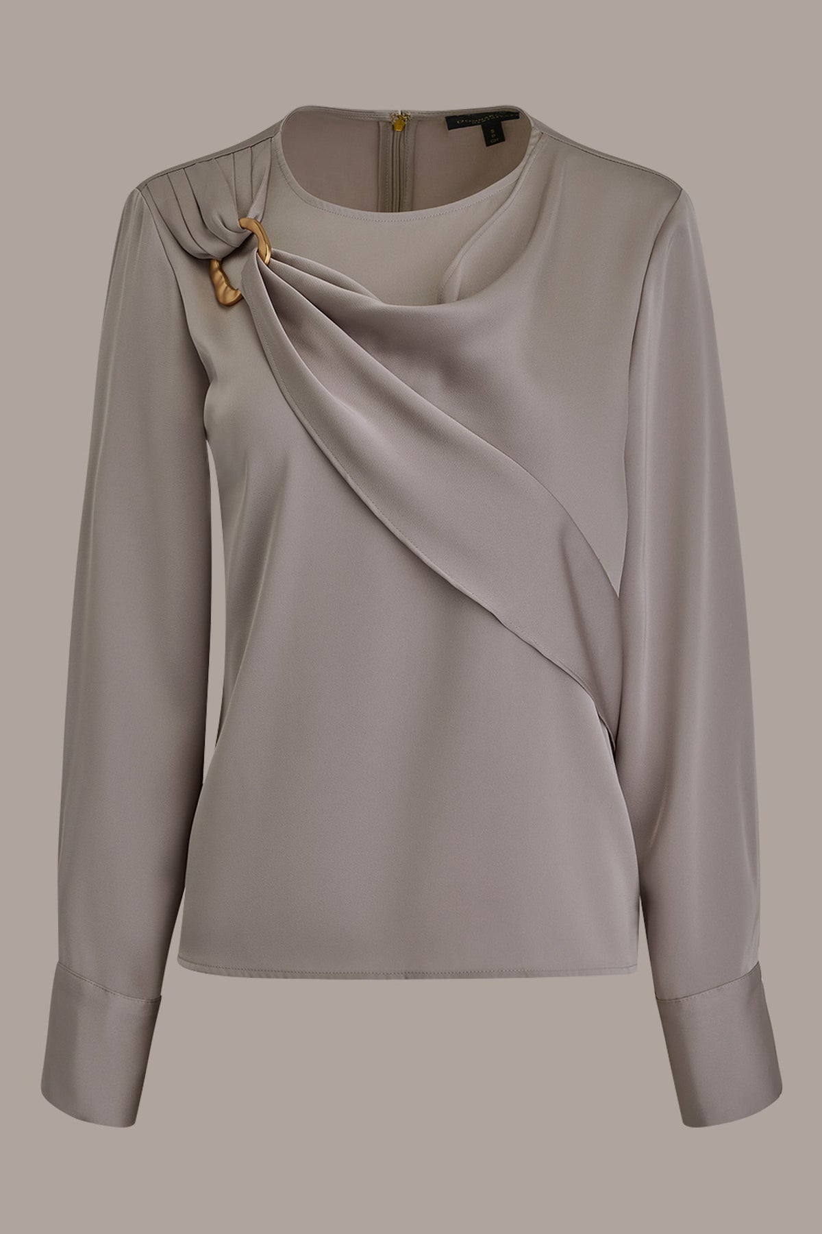 LONG SLEEVE DRAPE BLOUSE - VAPOR