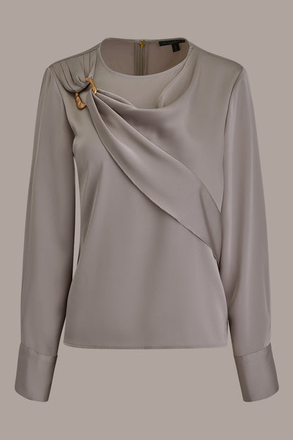 LONG SLEEVE DRAPE BLOUSE - VAPOR