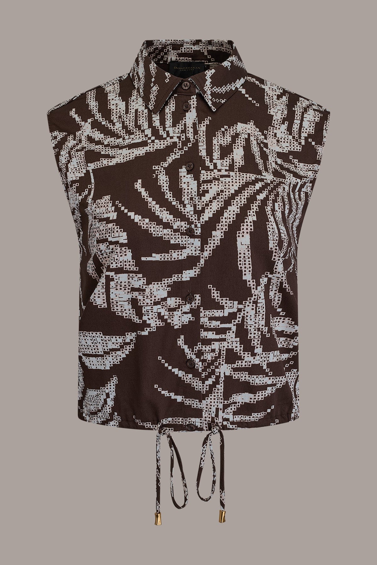 SLEEVELESS PRINT DRAWSTRING HEM BLOUSE - Canyon Multi