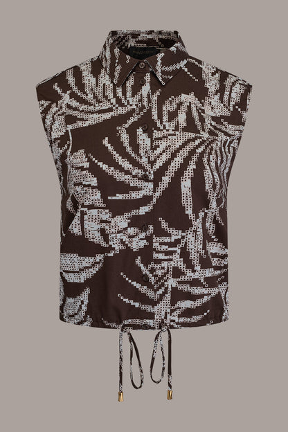 SLEEVELESS PRINT DRAWSTRING HEM BLOUSE - Canyon Multi