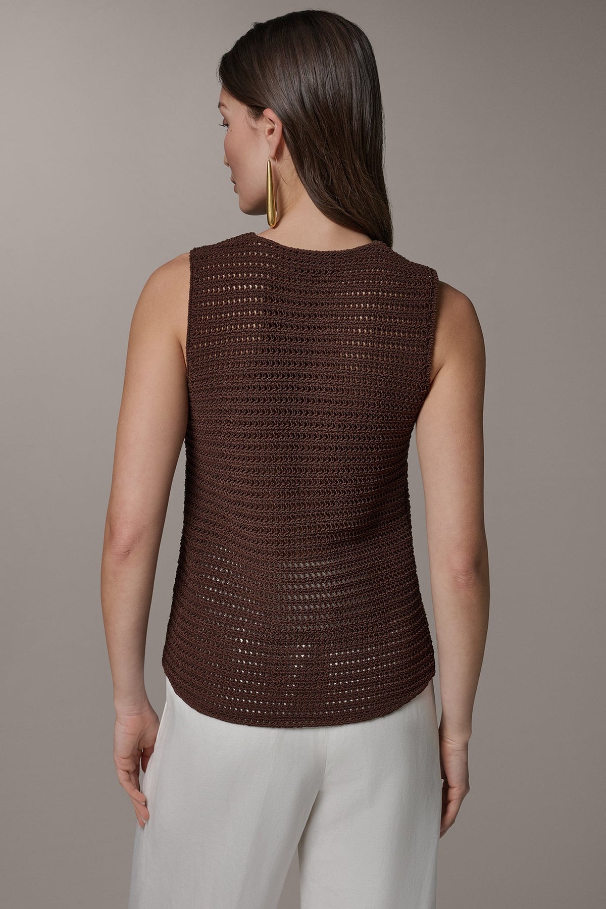 SLEEVELESS METALLIC SWEATER TANK - Canyon