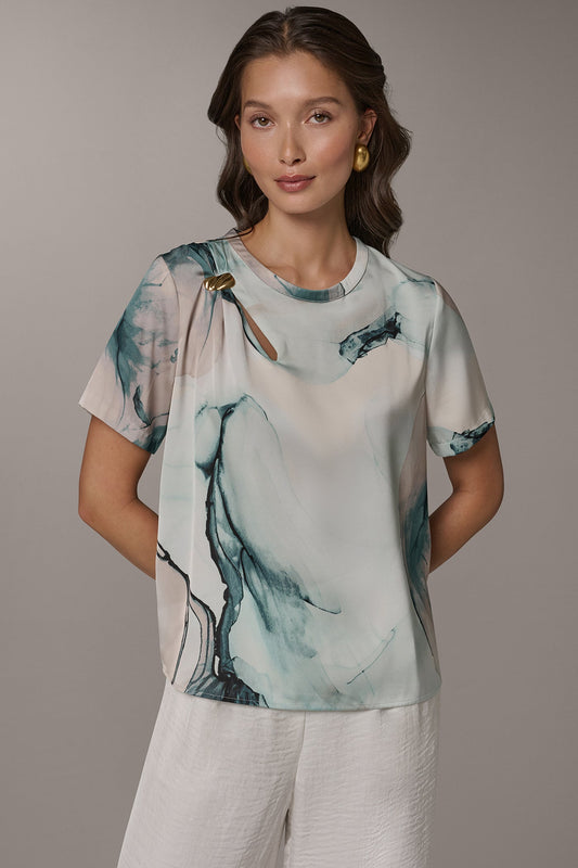 MARBLE GOLD-TONE EMBELLISHED SHOULDER TOP - Skylight Multi