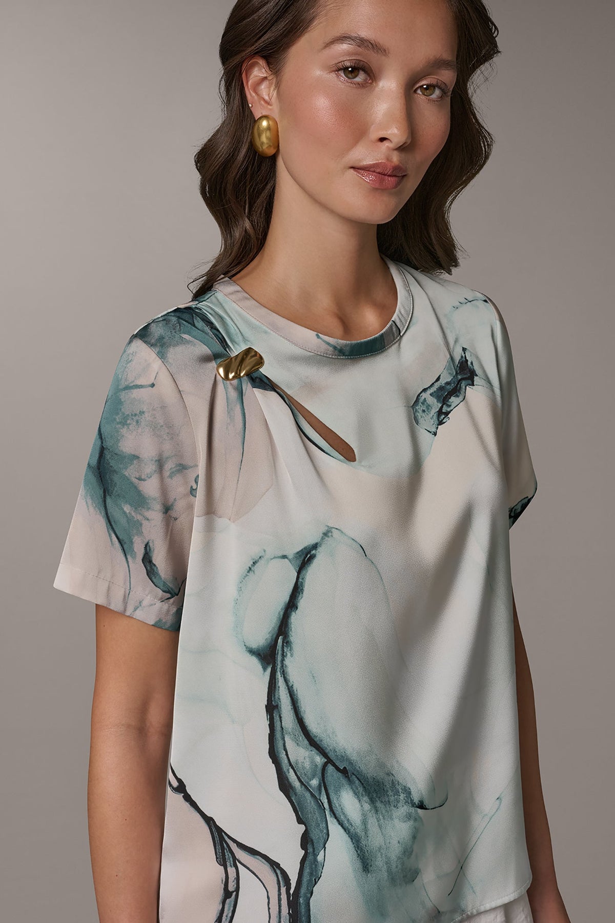 MARBLE GOLD-TONE EMBELLISHED SHOULDER TOP - Skylight Multi