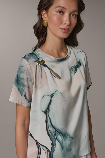 MARBLE GOLD-TONE EMBELLISHED SHOULDER TOP - Skylight Multi