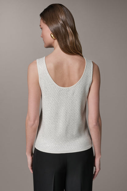 SLEEVELESS SEQUIN SWEATER CAMI - Cream