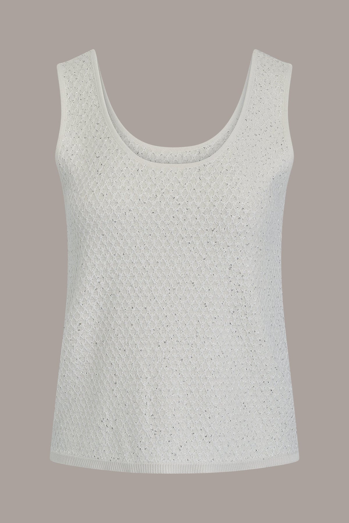 SLEEVELESS SEQUIN SWEATER CAMI - Cream