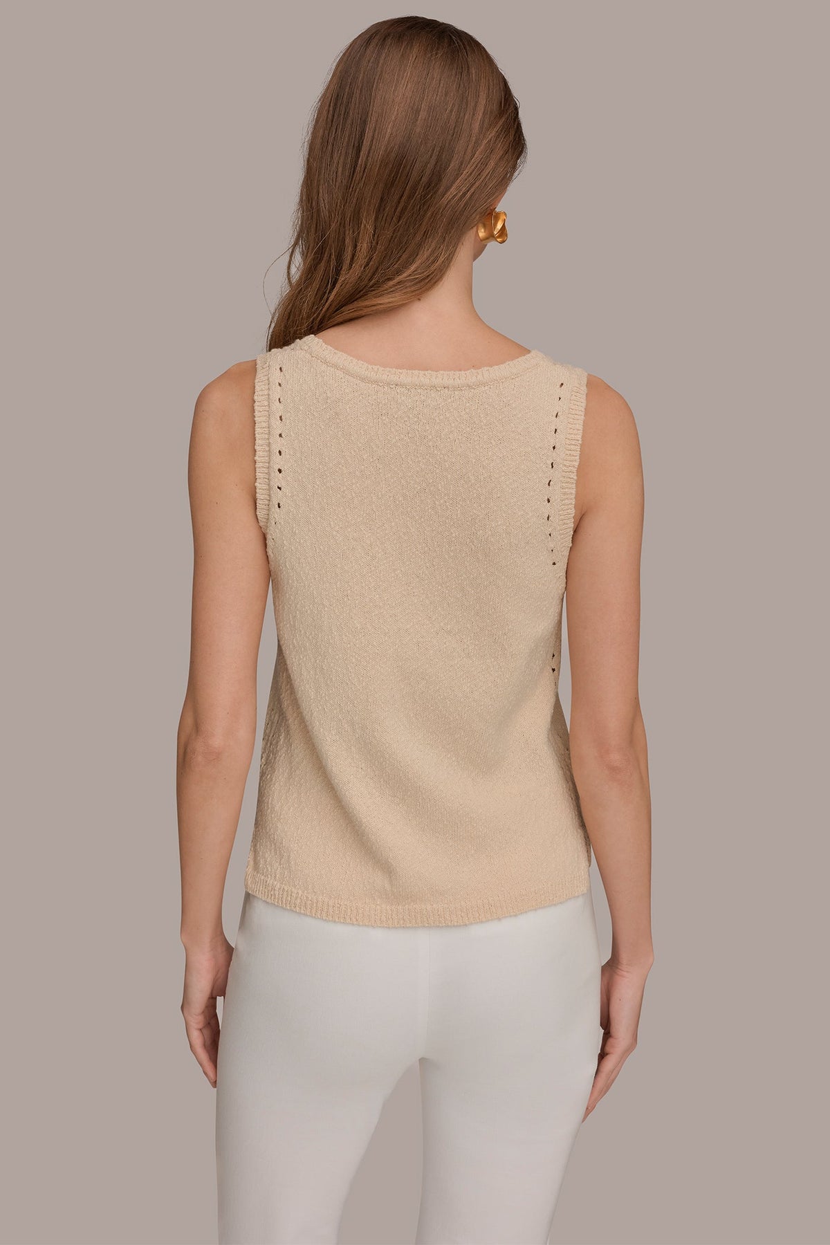 SLEEVELESS POINTELLE STITCH TANK - Scallop Shell