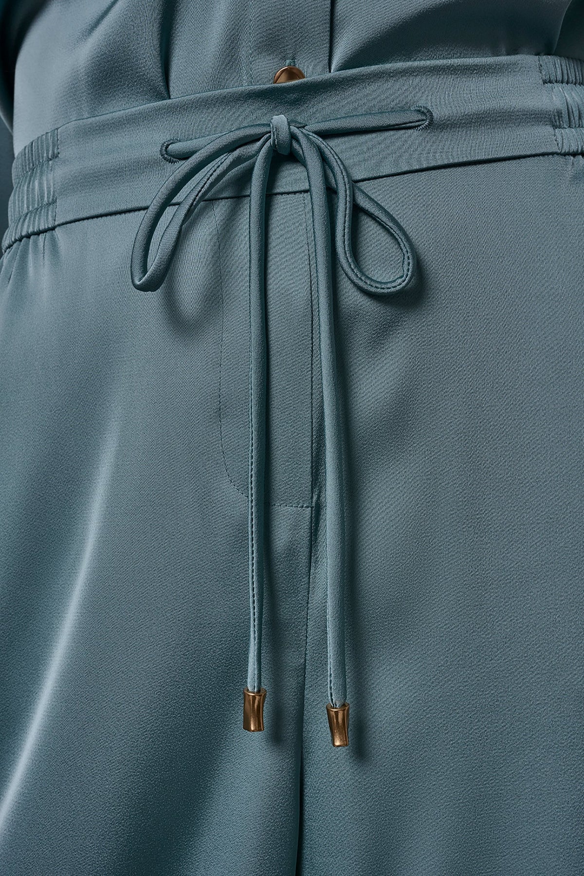 SATIN HIGH-RISE WIDE-LEG PANT - Waterlily