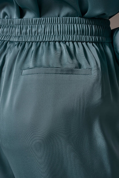 SATIN HIGH-RISE WIDE-LEG PANT - Waterlily