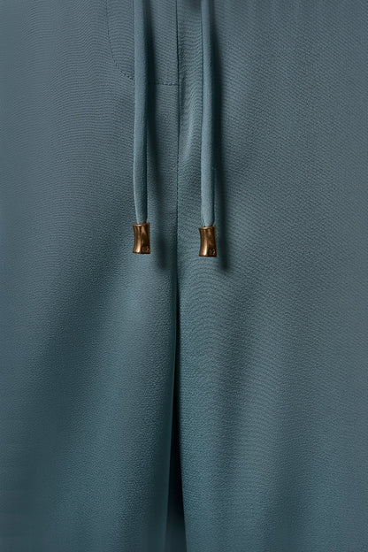 SATIN HIGH-RISE WIDE-LEG PANT - Waterlily