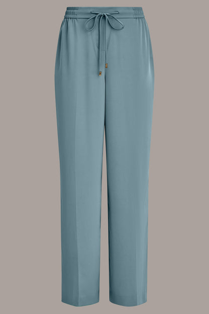 SATIN HIGH-RISE WIDE-LEG PANT - Waterlily