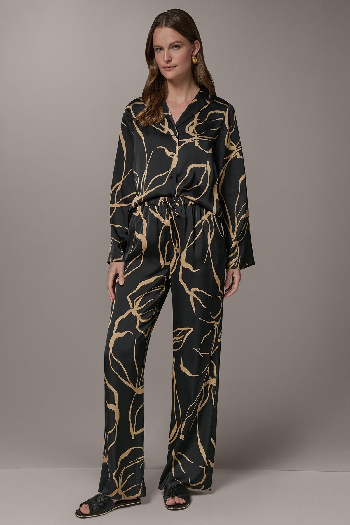EXTRA HIGH-RISE WIDE-LEG PULL-ON PANT - Black /Fawn