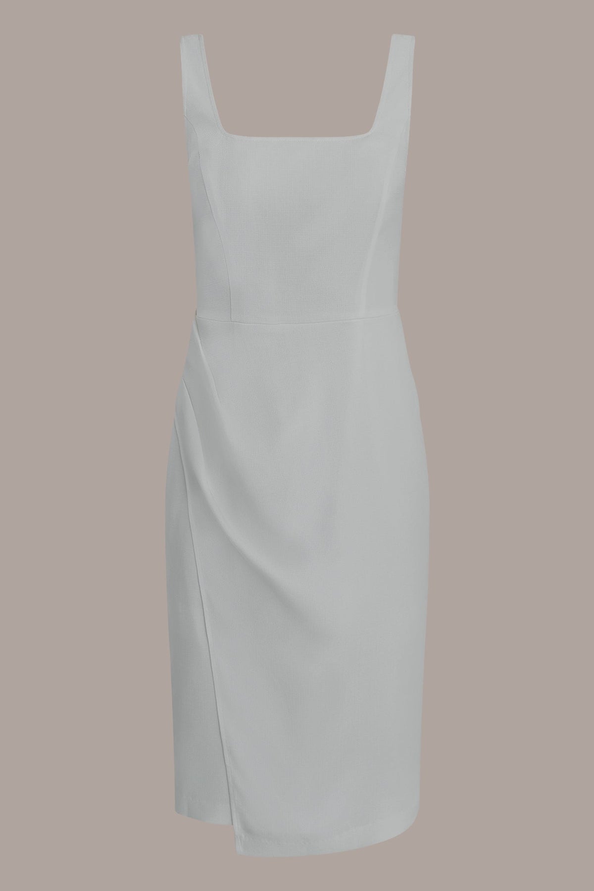 TENCEL WRAP-EFFECT MIDI SHEATH DRESS - Cream