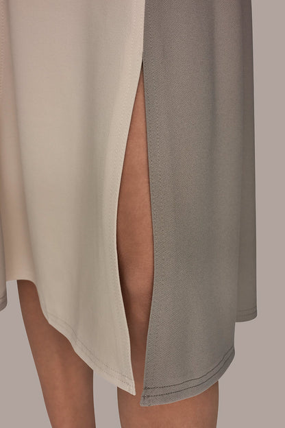 CAP SLEEVE COLOR-BLOCK MIDI DRESS - VAPOR/VELLUM/DRIFTWOOD