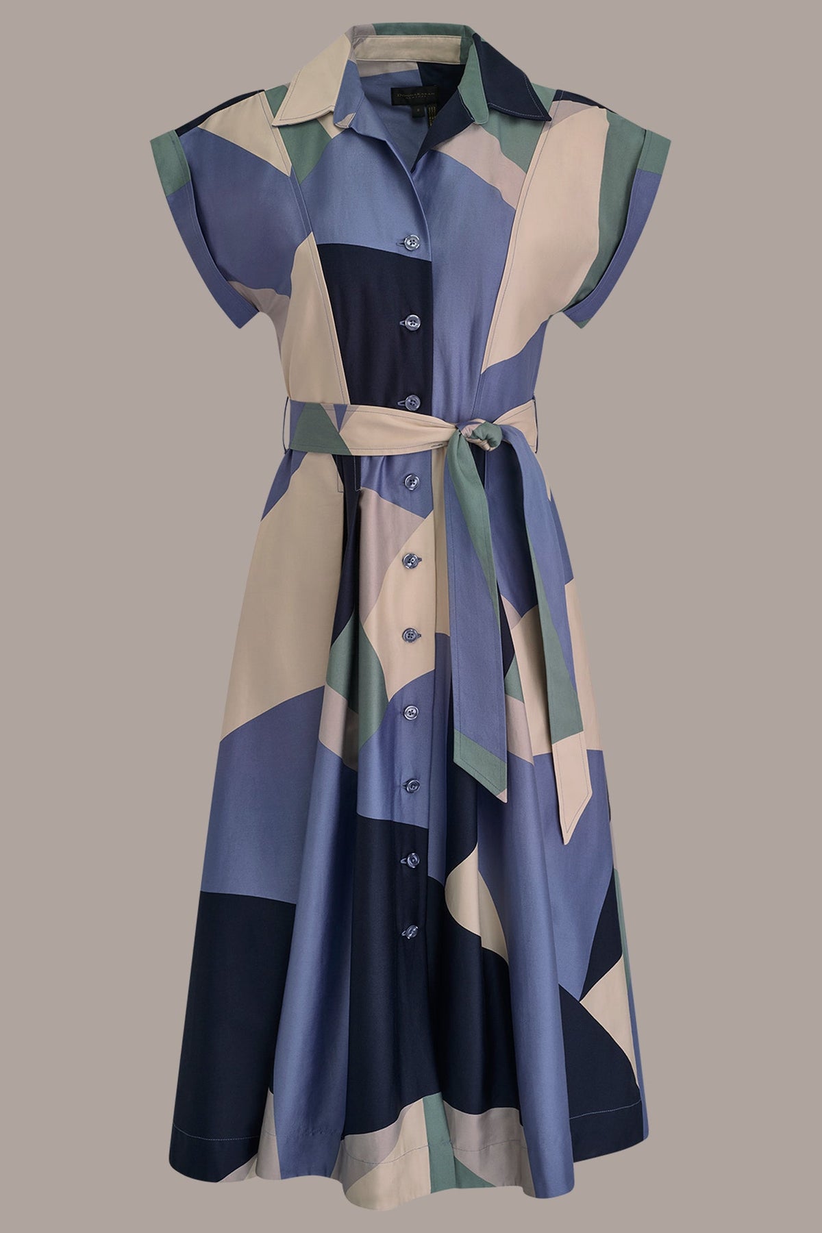 COTTON PRINTED MIDI SHIRT DRESS - TEMPEST MULTI