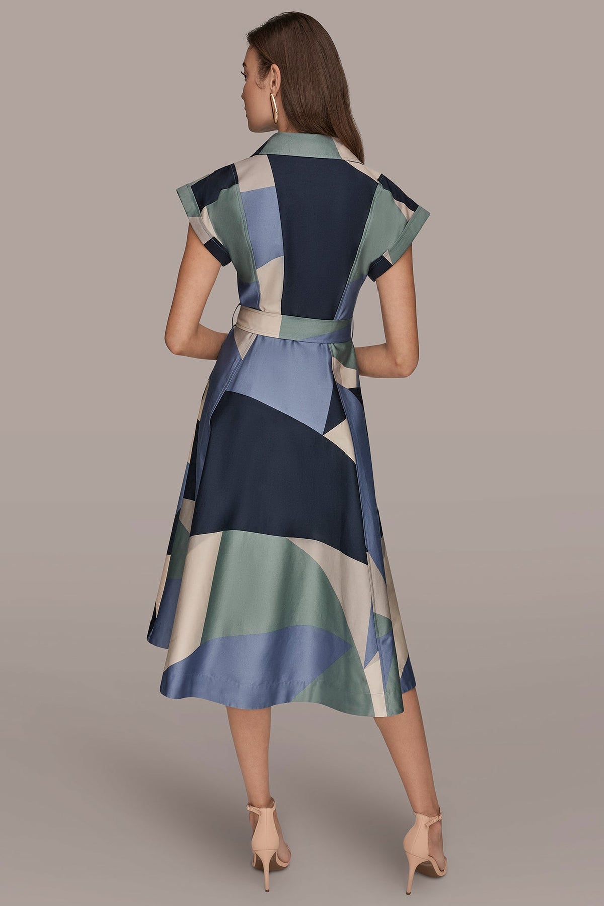 COTTON PRINTED MIDI SHIRT DRESS - TEMPEST MULTI