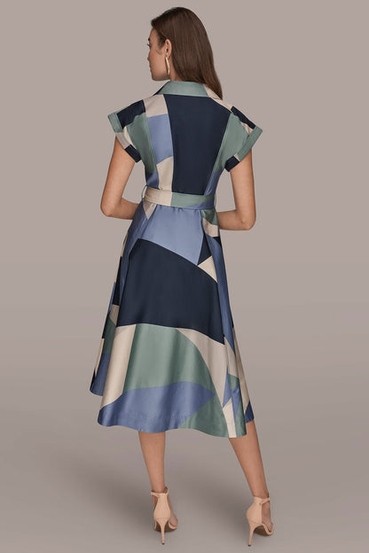 COTTON PRINTED MIDI SHIRT DRESS - TEMPEST MULTI