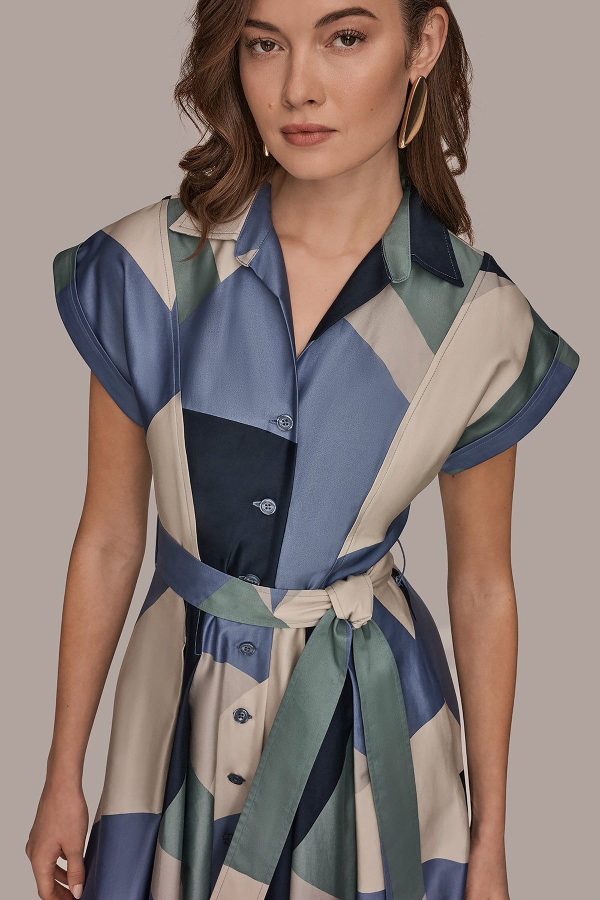 COTTON PRINTED MIDI SHIRT DRESS - TEMPEST MULTI