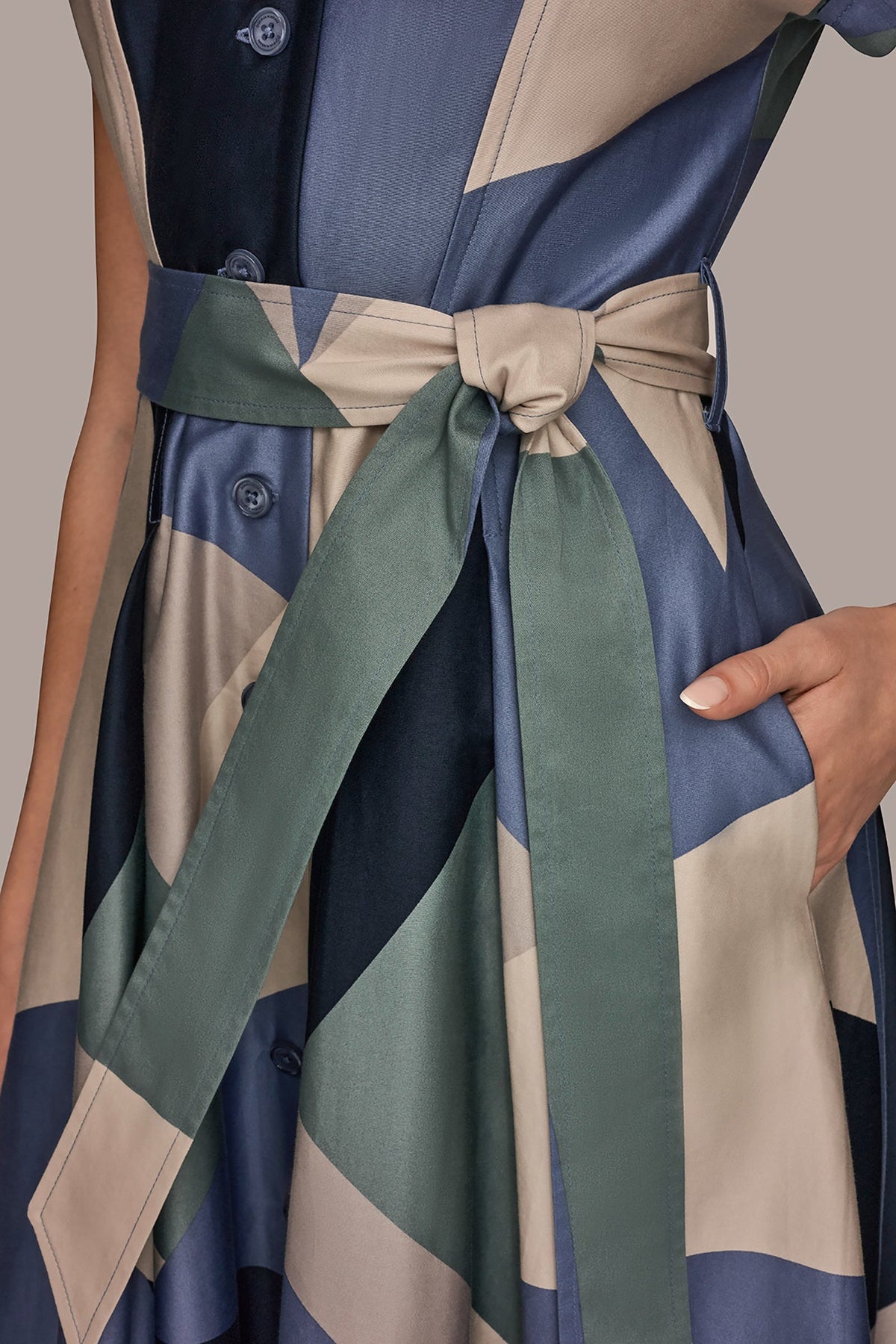 COTTON PRINTED MIDI SHIRT DRESS - TEMPEST MULTI