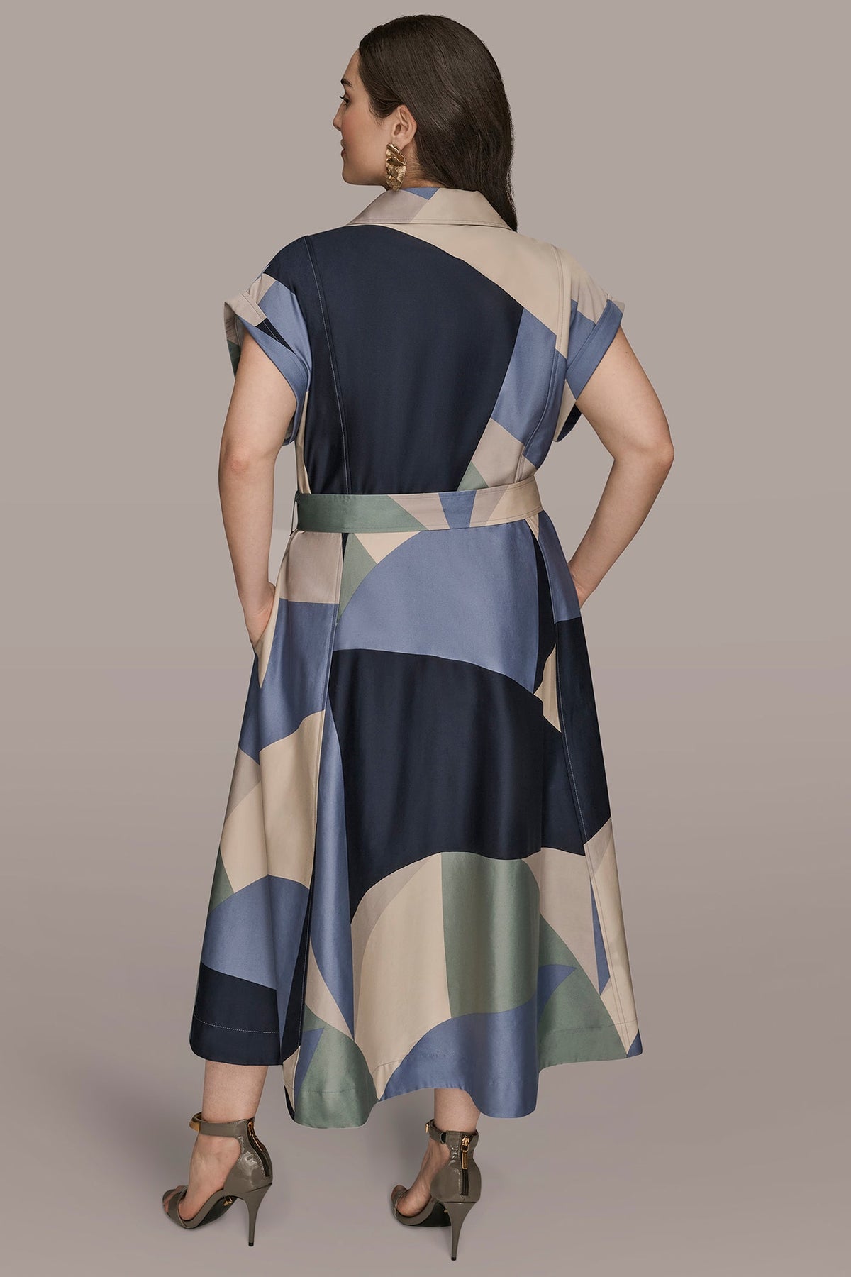 COTTON PRINTED MIDI SHIRT DRESS - TEMPEST MULTI