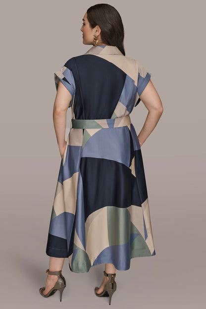 COTTON PRINTED MIDI SHIRT DRESS - TEMPEST MULTI