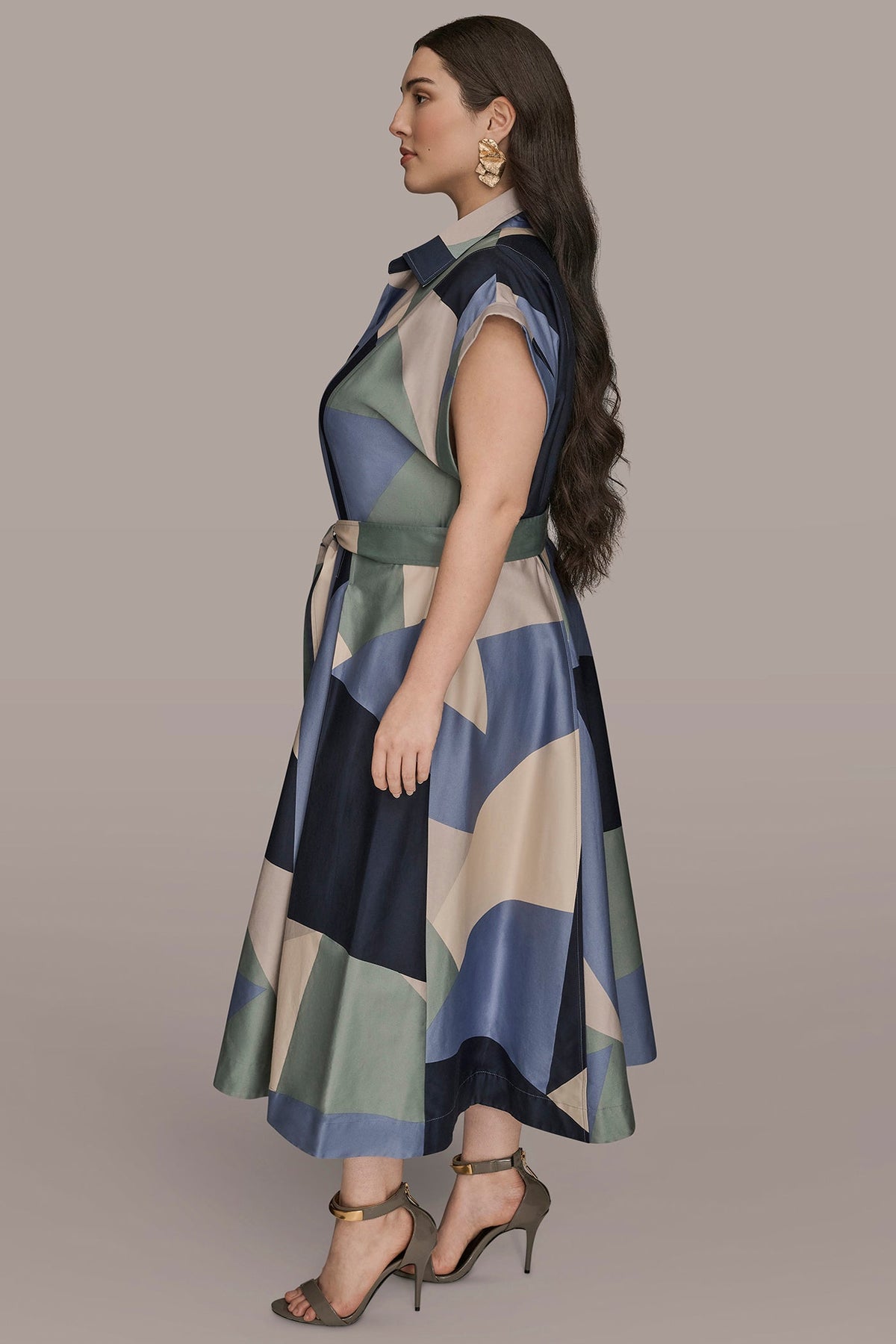 COTTON PRINTED MIDI SHIRT DRESS - TEMPEST MULTI