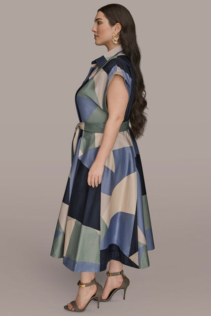 COTTON PRINTED MIDI SHIRT DRESS - TEMPEST MULTI