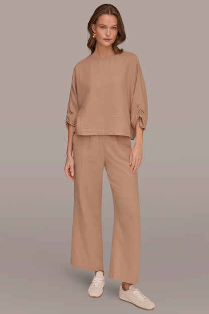 3/4 SLEEVE TWIST CUFF BLOUSE - Umbria