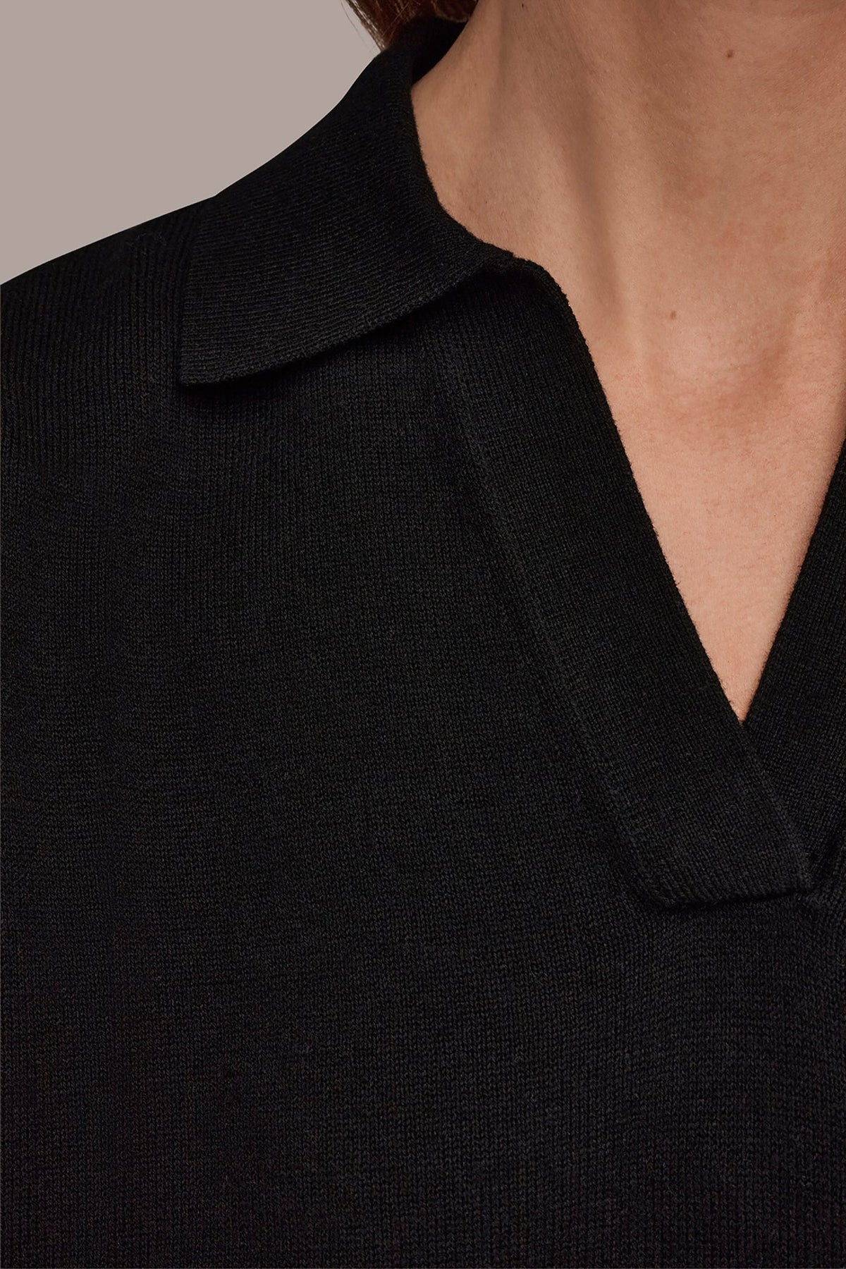 COTTON AND CASHMERE POLO SWEATER - Black